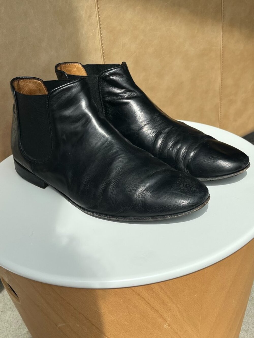 Vero Cuoio Men’s Black Leather Chelsea Boots Size 43 Made in Italy